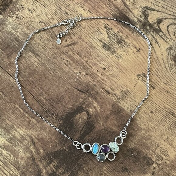 Silpada Sterling Silver 925 Necklace Roman Glass Amethyst Opal Labradorite Rare - Picture 3 of 16